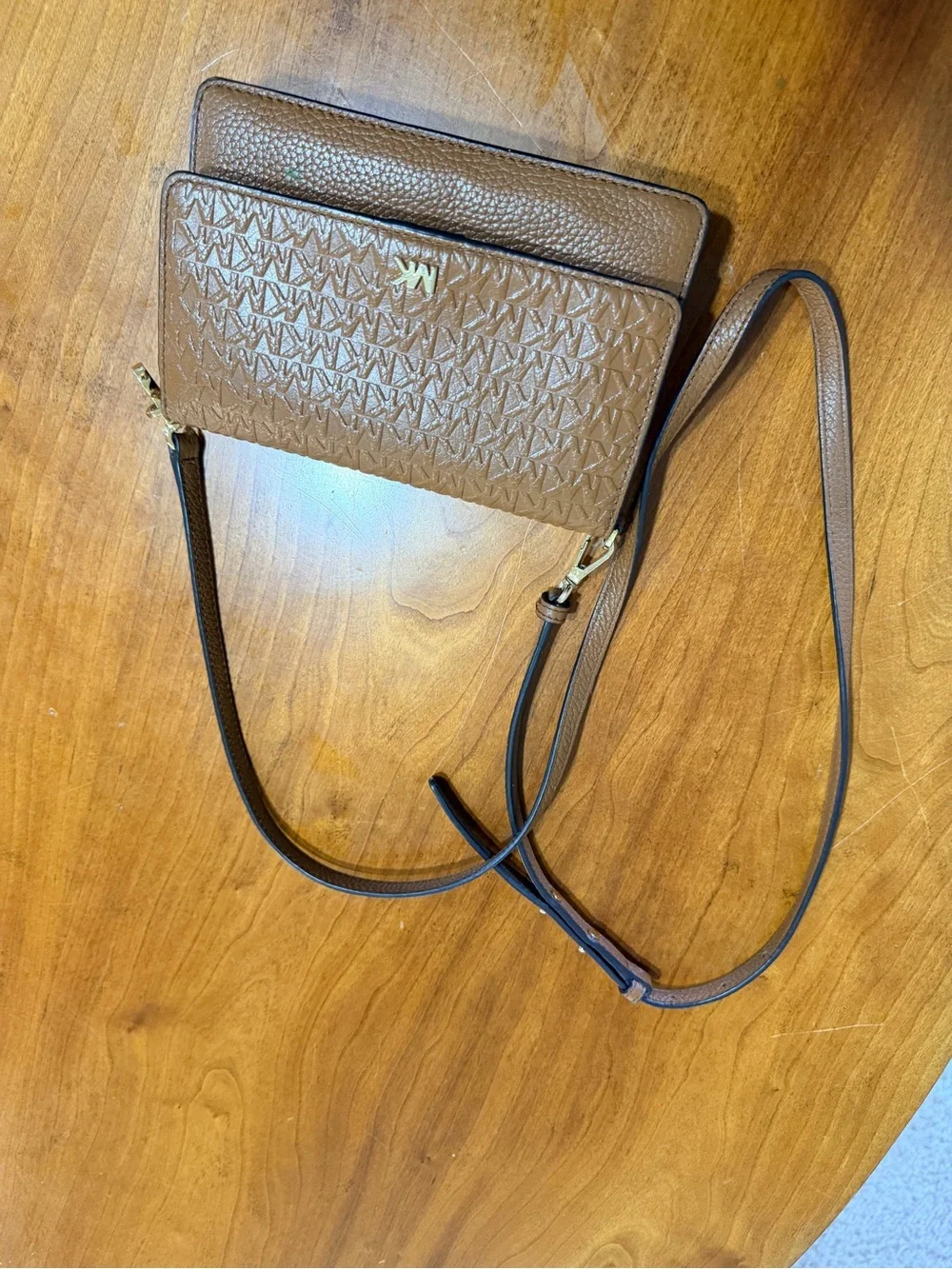 Michael Kors Cognac Quilted MK Logo Crossbody